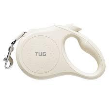 TUG Monochrome XL 360° Tangle-Free Retractable Dog Leash | 26 ft Strong Nylon Tape | One-Handed Brake, Pause, Lock (Large, White)