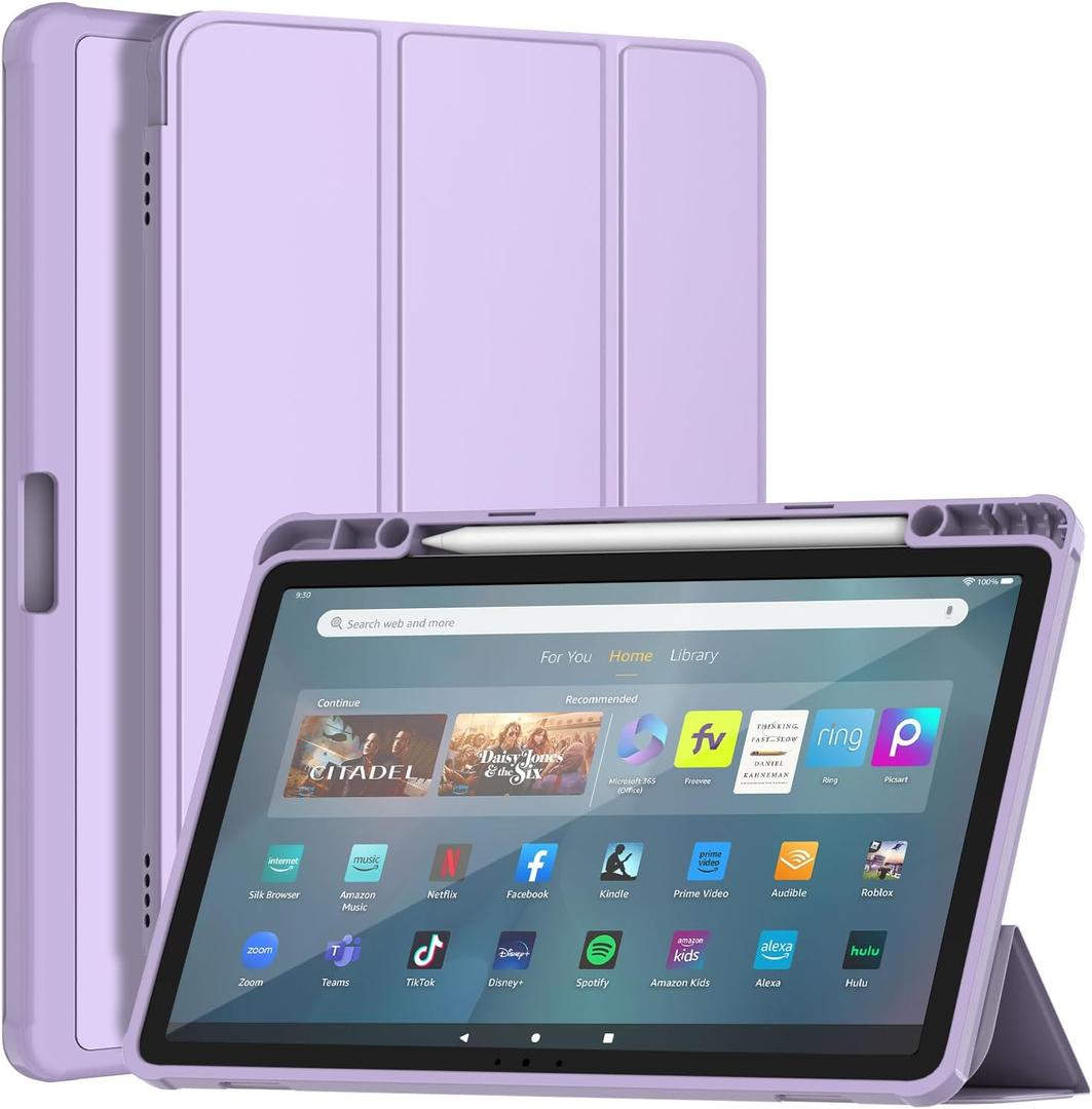 DJ&RPPQ Smart Trifold Stand Case with Hard PC Back and Auto Wake/Sleep Taro Purple