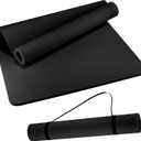 Extra Wide Yoga Mat 72"x 32" - Non Slip TPE Exercise Mat for Home Workout, 6mm High-Density Large Yoga Mat for Men & Women, Eco Friendly Pilates & Fitness Floor Mat with Carry Strap (black)