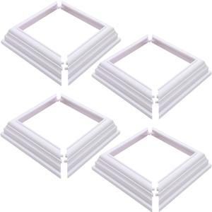 4pcs True 4 * 4inch Split Style Vinyl Fence Post Skirt/White Color PVC Post Cover/Skirt Shoe for Hand and Stair Rails, Two-Piece England Base Trim Ring Railing
