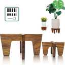 Plant Stands Indoor , Acacia Wood Boho Mid-Century Plant Holder, Wooden Pedestal Stand, Up To 12 & 6.5 Pots (2-Pack M&S Size, Pots Not Included)