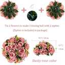 BLOSMON Dusty Pink Flowers Decoration: 6 Pcs Artificial Roses Flowers Balls for Wedding Dinning Table Centerpieces - Fake Silk Kissing Floral Arrangement for Home Party Event