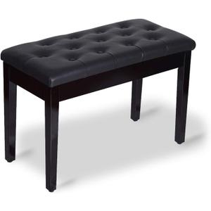 Piano Bench with Padded Cushion and Music Book Storage Compartment, Duet Wooden Seat, 13.7 x 29.5 x 20 inches, Load 440lb Black
