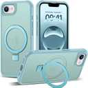 Compatible with iPhone 16E Case with Invisible Magnetic O-Ring Stand Military-Grade Translucent Case for iPhone 16E 6.1" 2025 [Compatible with Mag-Safe][Great Grip Feeling]