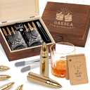 Gifts for Men Dad, Father's Day Anniversary Birthday Gifts Ideas for Him Husband Boyfriend, Stainless Steel Whiskey Stones and Whiskey Glasses Set, Unique Whiskey Bourbon Groomsman Gifts for Men Boss