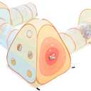 UTEX 3 in 1 Pop Up Play Tent with Tunnel, Ball Pit for Kids, Boys, Girls, Babies and Toddlers, Indoor/Outdoor Playhouse (6 in 1 with Ball Pit and Square Tent)