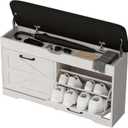 Shoe Storage Bench Cushion, Entryway Bench with Storage, End of Bed Shoe Benches, Small Shoe Rack Benches, Entry Way Shoes Cabinet for Entryway, Bedroom, Living Room, Farmhouse, White