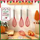 Zhehao 6 Sets 10 Inch Christmas Whisk Baking Gifts Sets Includes Stainless Steel Whisk Greeting Cards Ribbon and Plastic Bags for Neighbor Family Cooking Supplies Christmas Stocking Stuffers Ideas