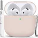 Ljusmicker for AirPods 4 Case 2024 with Cleaner Kit,Soft Silicone Protective Cover for Apple AirPods 4th Generation Cases for Women Men,for AirPod 4 Case Accessories with Keychain-Milk Tea