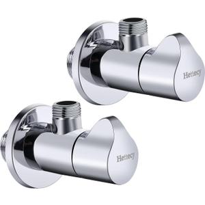 Angle Valve 2 Pack Shut Off Angle Stop Valve 1/2'' x 3/8'' 1/4 Turn Water Control for Faucet & Toilet American Thread Polished Chrome (silver)