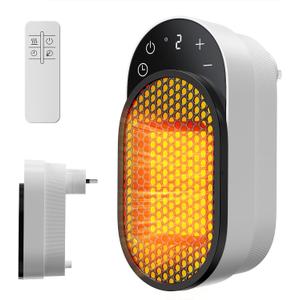 Plug in Space Heater, 450W Wall Outlet Heater for Indoor Use, 2 Adjustable Modes & 12h Timer & Led Display, 3s Fast Heating, Portable Heater for Bathroom Office Drom Room (White)