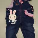 KIDSCOOL SPACE Baby Girl Jean Overalls,Toddler Denim Cute 3D Bunny Outfit (12-18 Months, Blue-1301)