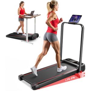 RHYTHM FUN Treadmill with Incline, Walking Pad with Handle Bar,300lbs Walking Pad with APP, Portable Folding Walking Treadmills for Home/Office with Low Noise