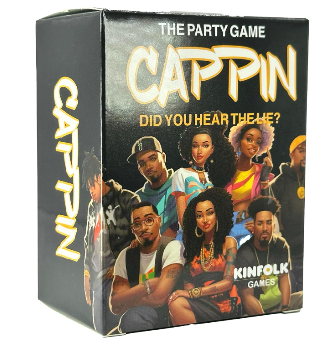 Kinfolk Cappin Bold Adult Drinking Card Game of Truths and Lies, Challenge Your Bluffing Skills, and Honor Black Excellence While Sharing Unfiltered Fun, Pack Of 4