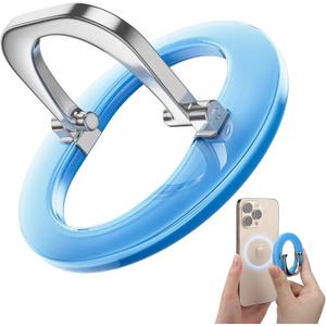 SUPERONE for Magnetic Phone Ring Holder, Adjustable Magnetic Phone Grip Removable Phone Ring Kickstand Compatible with Accessories Only for iPhone 17 16 15 14 13 12 Series - Bright Blue