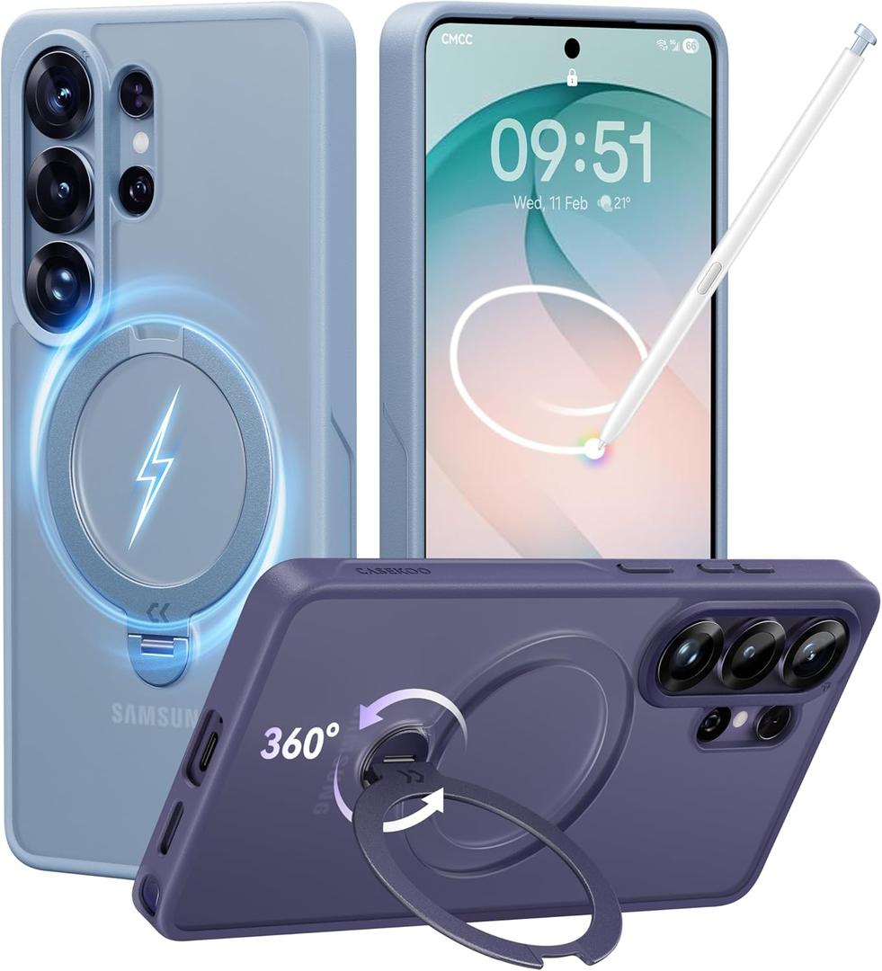 CASEKOO Blue 26U Case with 360 Spin Magnetic Stand [Fit for MagSafe] [18FT MIL-STD Protection] Shockproof Invisible Ring Holder Matte s26U Phone Case 6.9''