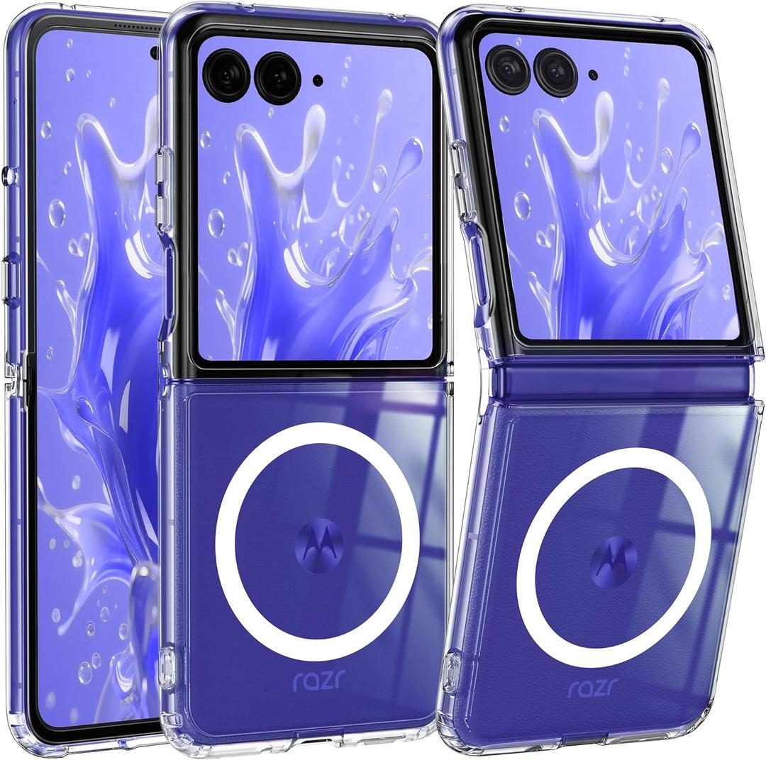 FNTCASE for Motorola Razr-Ultra-2025/2026 Magnetic Case: Lightweight Military Grade Drop Protection Anti Yellowing Cell Phone Cover Flexible Durable Rugged Shockproof TPU Crystal (Clear)