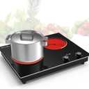 VBGK Electric Cooktop,2100W Built-in & Countertop 2 Burner Electric Cooktop,Electric Stove Top with10 Heating Level, Timer & Kid Safety Lock, LED Knob Touch Control Electric Burner with Plug