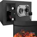 Goldenkey Small Safe with Fireproof Bag, Digital Mini Money Safe with Keypad & Keys, Compact Security Box for Cash, Coins, Jewelry & Kids' Personal Items, 6.69"D x 9.05"W x 6.69"H