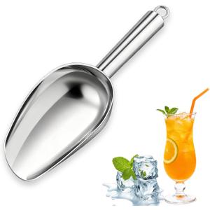 6oz Ice Scoop for Freezer, Metal Small Ice Scooper for Ice Machine, Stainless Steel Kitchen Scoops for Food Bar Party Wedding