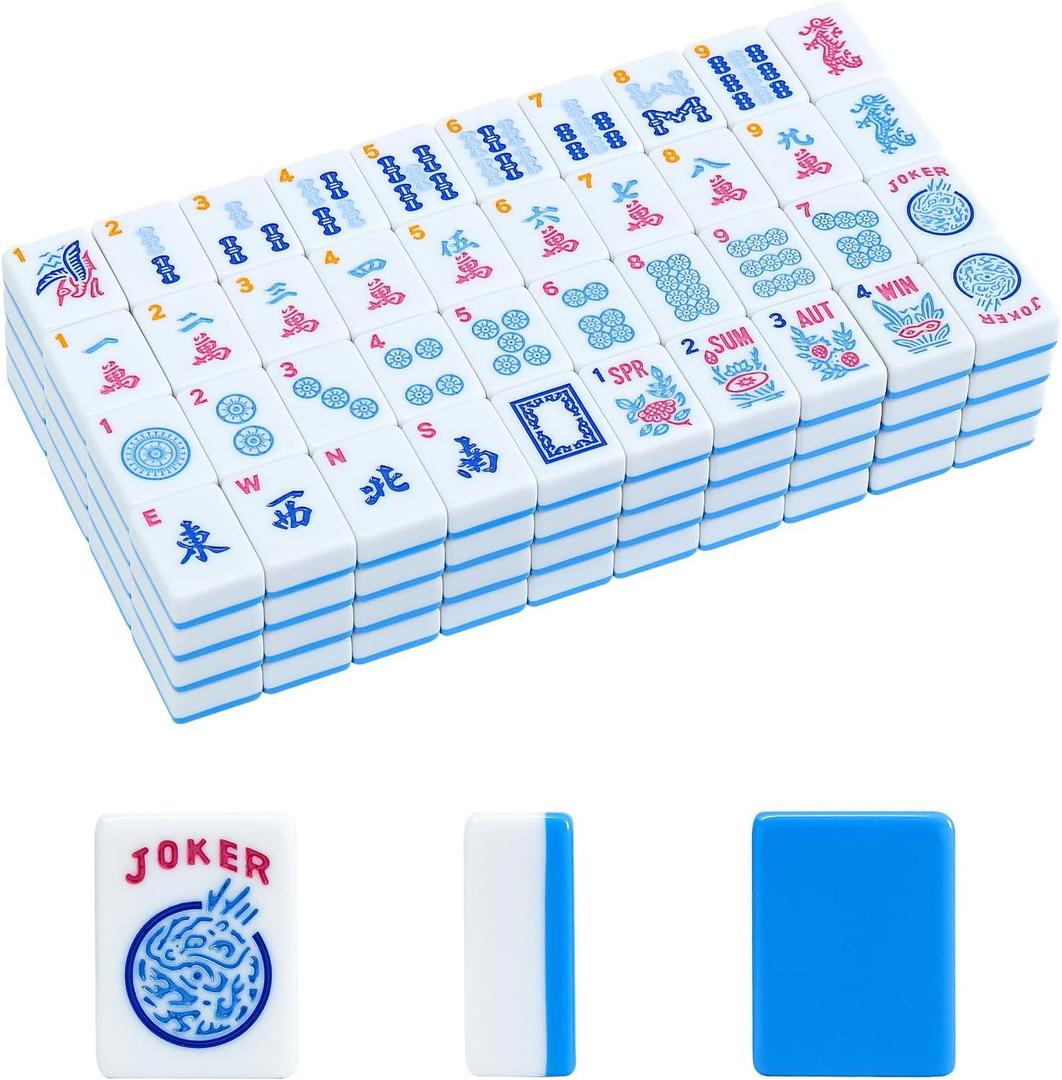 American Mahjong Tiles (1.2,Tiles Only), 166 Pcs American Mahjong Tile Set with Blue Color