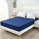 Bedding Queen Fitted Sheet,Deep Pocket,Soft Microfiber,Shrinkage and Fade Resistant,Easy Care,1 Fitted Sheet Only,Navy