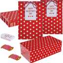AISunGoo 30 Pcs Valentines Day Gift Bags with Cards for Kids Classroom Parties, Paper Treat Bags for Valentines Party Favors (Red-Circle)