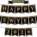 Happy New Year Banner 2026 - No DIY New Years Eve Party Decorations Supplies 2026 for New Years Eve Decorations
