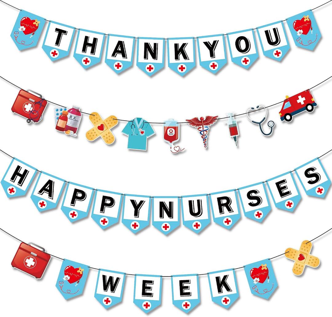 Nurses Week Decorations, Thank You Nurses Wall Hanging Banner, Happy Nurse Day Party Banner, Nurse Appreciation Home Decor Congrats Grad Signs Indoor Outdoor Nursing Graduation Party Supplies