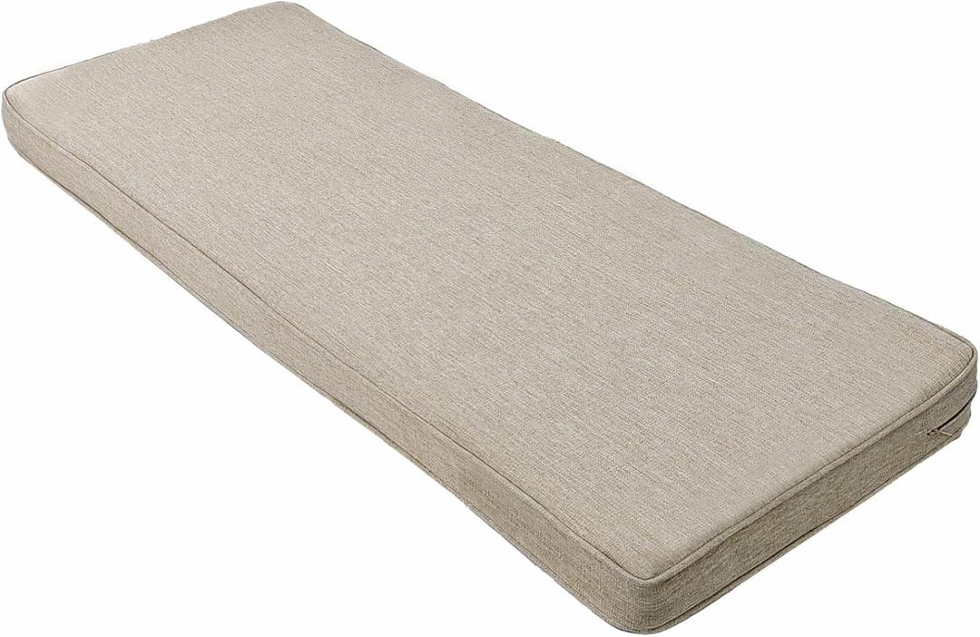 JMGBird Outdoor Patio Cushion, 48x18 Inch Patio Bench Cushions Waterproof Furniture Patio Cushions with Adjustable Straps for Indoor/Outdoor Swing Porch Couch (Beige)