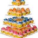 2 x Cupcake Stand, 4 Tier Cupcake Stand for 50 Cupcakes, Square Tiered Cupcake Tower, Clear Acrylic Cupcake Holder, Dessert Stands for Party, Wedding, Birthday, Baby Shower, Halloween