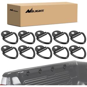 Nilight 10 Pack Tie Down Anchors Heavy Duty Steel V-Ring Bolt On D-Rings for Cargo on Trucks Pickups Trailers Warehouse Boat