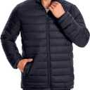 Men's Puffer Jacket Lightweight Warm Winter Jackets for Men Windproof Insulated Puffy Coat with 3 Pockets (Blue, L)