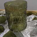 Qinyoung 48 Plastic Vintage Drinking Glasses 8.5oz Stemless Retro Embossed Glasses Shatterproof Reusable Cups for Baby Shower Wedding Reception Grand Event Party (Dark Green)