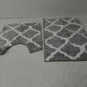 OLANLY Bathroom Rugs Set 2 Piece, Microfiber Bath Shower Mat and U-Shaped Toilet Rug, Machine Wash Dry, Non-Slip Absorbent Shaggy Bath Mats for Tub, Shower and Bathroom (30"x20"+24"x20", Grey)