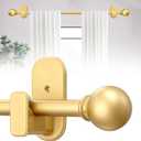 Curtain Rods No Drilling for Windows 36 to 88 Inch:No Drill Small Gold Curtain Rod with Adhesive Brackets for Bedroom,5/8" Apartment Renter Friendly Adjustable Drapery Rods Easy Install
