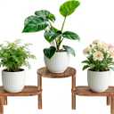 3 Tier Corner Plant Stand Indoor - Adjustable Wood Convex Flower Stand for Small Spaces, Heavy Duty Long Plant Shelf for Living Room Balcony Hallway