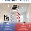 13" Small Ceiling Fan with Light with Remote Low Profile Flush Mount Fandalier LED Fan Light with App,Modern Ceiling Fans for Bedroom Black