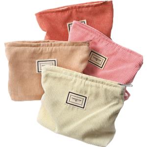 Sanwuta 4 Pack Velvet Makeup Bag Cosmetic Bag for Women Large Capacity Corduroy Pouch Zipper Canvas Travel Toiletry Purse Make up Organizer Case Accessories(Elegant Color,Plaid)