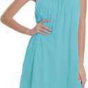 ReachMe Womens Sexy Plus Size Swimsuit Coverups Spaghetti Strap Beach Dresses Bathing Suit Cover Up Sheer Tank Sundress (Small, 01 Sky Blue)