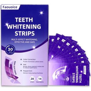 Teeth Whitening Strips, Purple Whitening Strips, Enamel Safe for Sensitive Tooth, Color Corrector, Tooth Stain Remover, Non-Slip Design, 28 Strips (14 Treatments)