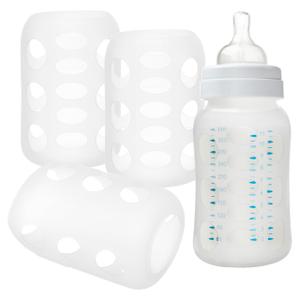 4pcs Nursery Bottle Cover Silicone Bottle Case - Silicone Sleeve for Glass Bottle - Feeding Bottle Sleeves Feeding Bottle Cover White Protection Cap Glass Sleeves Protector Glass