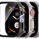 Adorve [3 Pack] Tempered Glass Case for Apple Watch Screen Protector 44mm Series 4/5/6 SE3/2/1, Hard PC Face Cover Overall Protection Anti-Scratch Bumper Cases for iWatch 44mm Accessories, All Clear