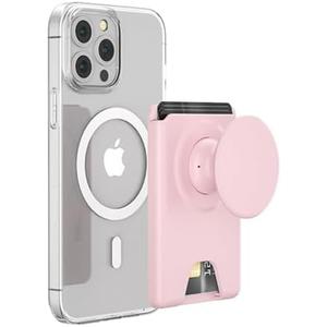 AUROX for MagSafe Wallet Stand, Magnetic Wallet Stand, for Magsafe Phone Grip Card Holder, Magnetic Card Wallet Holder with Collapsible Phone Grip, for iPhone 16 15 14 13 12 Series, Fit 3 Cardss, Pink