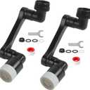 1080 Swivel Faucet Extender with 2 Function, Heavy Duty Rotating Sink Extension, Universal Swivel Robotic Arm, Rotating Splash Filter Extension for Kitchen Bathroom-2 Pcs/Black