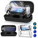 Auarte 12 in 1 Accessories Set for Playstation Portal Remote Player, Hard Carrying Case for PS Portal with Clear Skin Case for PS5 Portal, 2 Screen Protector with 4 Thumb Grip, Carbon Black