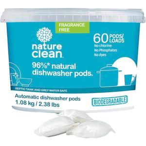 NATURE CLEAN Automatic Dishwasher Pacs Unscented, 60 Count