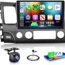 4G 128G Car Stereo for Honda Civic 2006 2007 2008 2009 2010 2011 Radio,10.1" Incell Touchscreen Wireless Carplay Android Auto 36EQ Bluetooth 5.0 Android 15 GPS WiFi FM/RDS Backup Camera