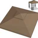 10x10ft Canopy Replacement Top, Double Tiered Pop up Gazebo Covers Replacement with 12 Velcros, Waterproof UV Protective Nylon, Outdoor Shelter for Grill, Patio, Event, Trade Show (Brown)
