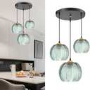 Modern Style Battery Operated Pendant Light,Battery Ceiling Light fixtures with Rechargeable Bulbs Remote Control 10 Colors Modes Dimmable Kitchen Island Hanging Light(3 Light)